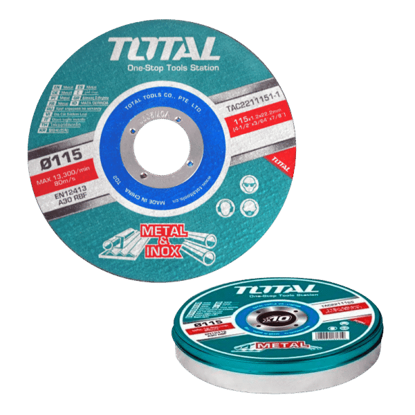 SET DISCOS ABRASIVO/CORTE P/METAL 115×1.2×22.2MM 10PZS