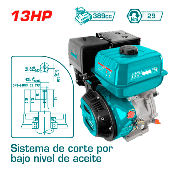 MOTOR GASOLINERO 13HP 29NM 4TIEMPOS OHV INDUSTRIAL