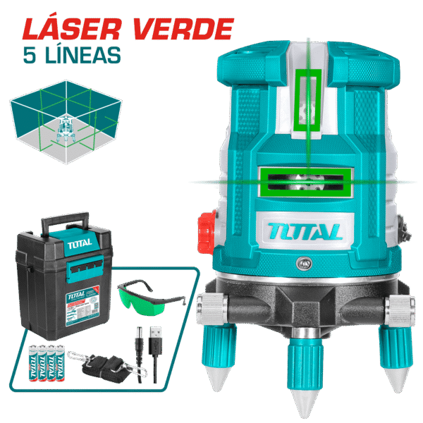 NIVEL LASER 0-30M 5 LINEAS PRECISION 1MM VERDE INDUSTRIAL