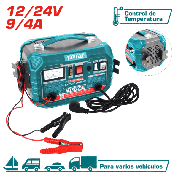 CARGADOR DE BATERIA 220V 12/24V 9/4A 28-180A