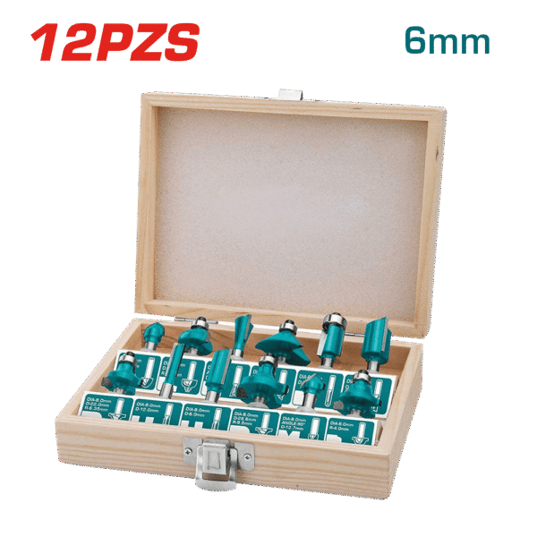 SET DE PUNTAS PARA RUTEADORA 06MM 12PZS/SET CAJA MADERA