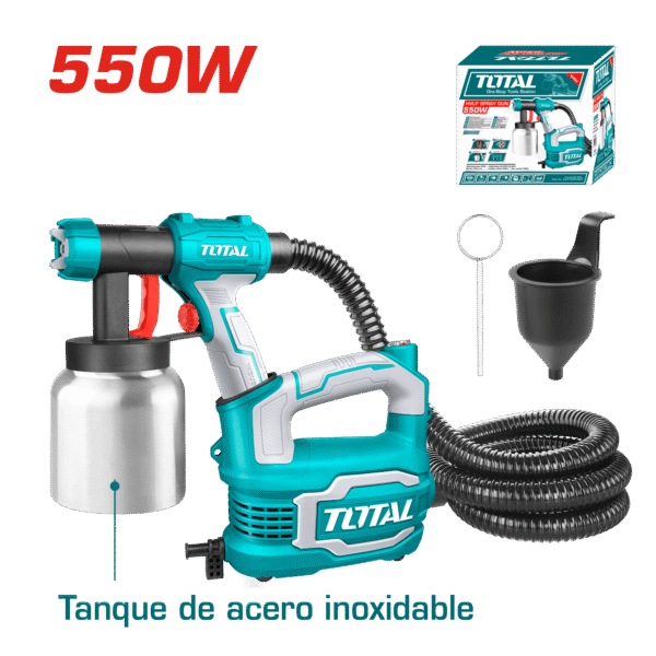 PISTOLA P/PINTAR HVLP ELECTRICA 550W 850ML/MIN CAP 800ML TANQUE ACERO INDUSTRIAL