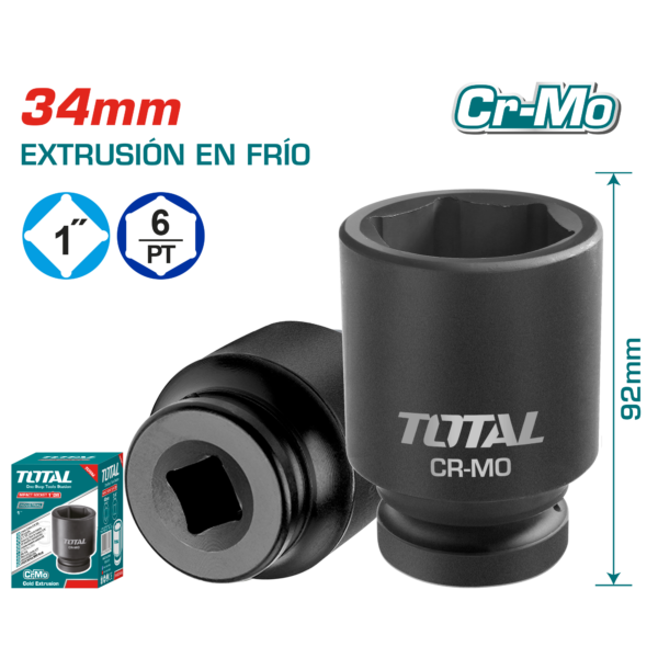 SOCKET IMPACTO DR 1 PULG 34X90MM CRMO INDUSTRIAL