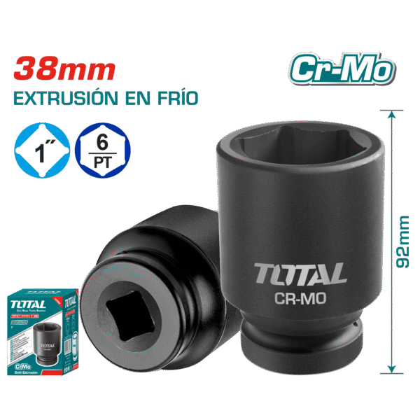 SOCKET IMPACTO DR 1 PULG 38X90MM CRMO INDUSTRIAL