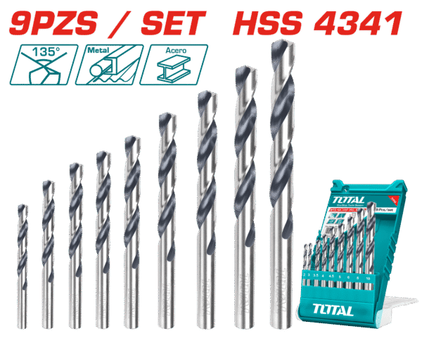 SET DE BROCAS HSS 09PCS EN ESTUCHE
