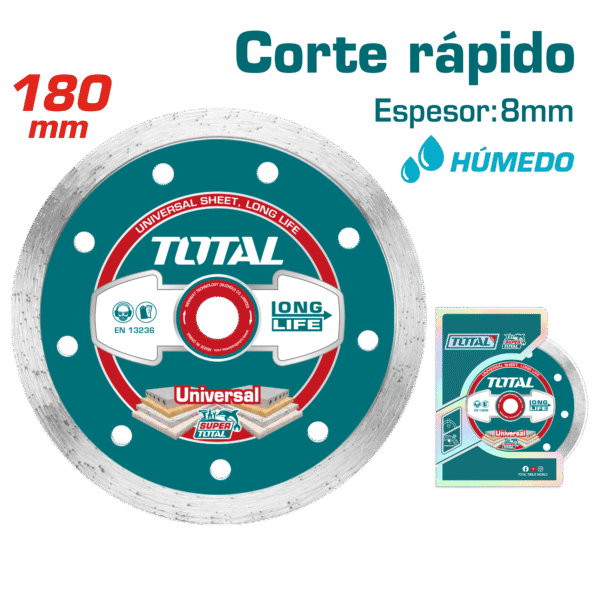 DISCO DIAMANTADO CONTINUO 7.0” (180X22.2MM) HOJA: 8MM HUMEDO