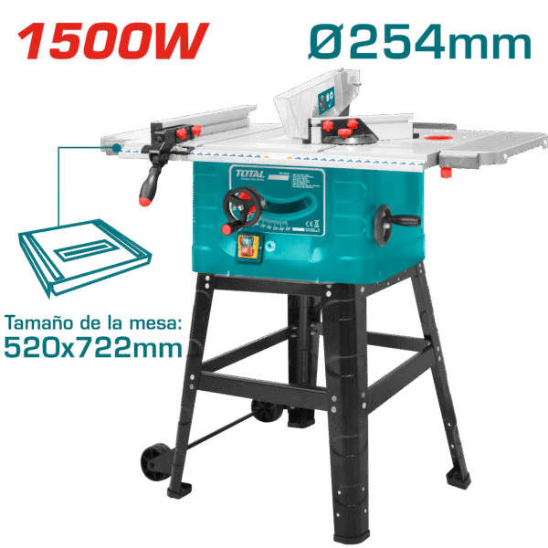 SIERRA DE MESA 1500W 4500RPM HOJA D:254X16MM AREA 725X490MM INDUSTRIAL