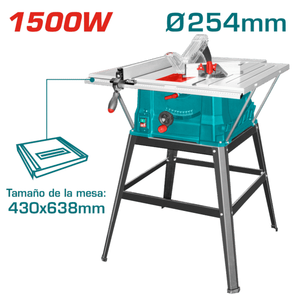 SIERRA DE MESA 1500W 4500RPM HOJA 254X16MM AREA 430X638MM C/EXT