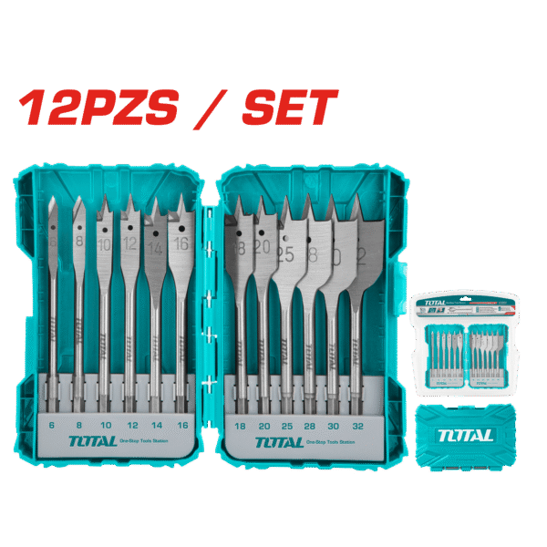 SET DE BROCAS PLANAS PARA MADERA 1/4” HEX 152MM 12PCS