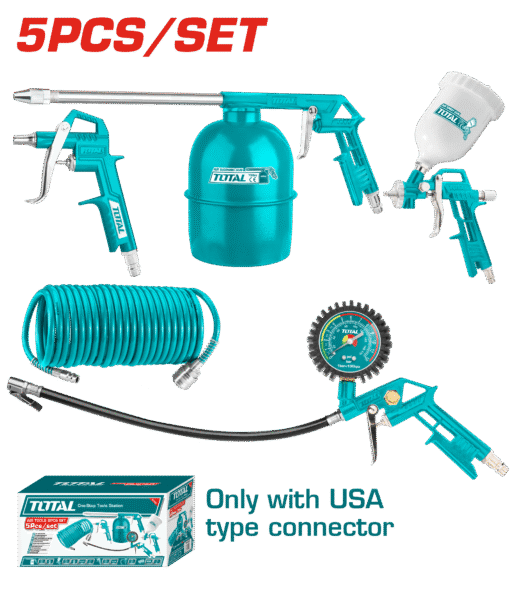 SET PISTOLAS 5PCS AIRE/ROCIADOR/PINTURA/INFLADOR/MANGUERA