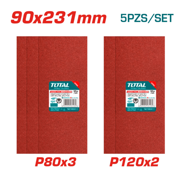 SET DE LIJAS 90X231MM 3XP80 2XP120 5PCS/SET