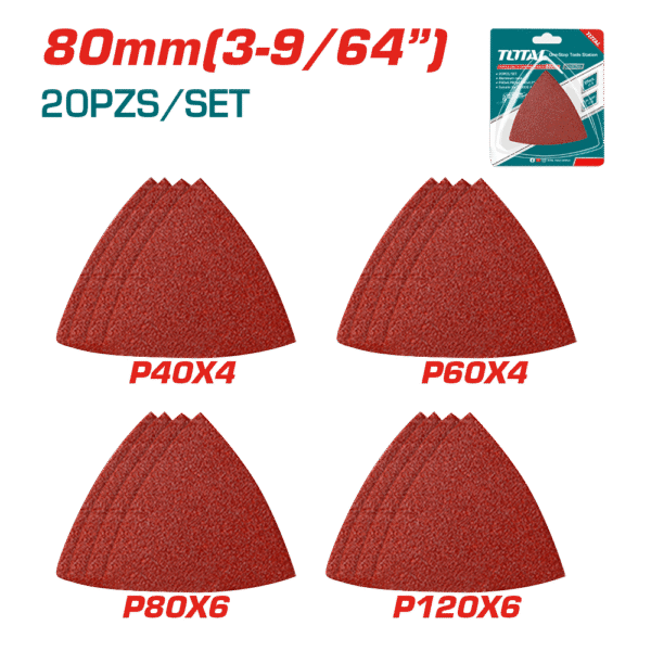 SET DE LIJAS DELTA 80MM (3-9/64”) 20PCS/SET