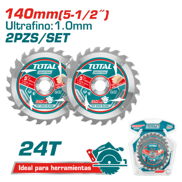DISCO DE CORTE MADERA ULTRA DELGADO 140X1.0X20MM 2PCS/SET INDUSTRIAL