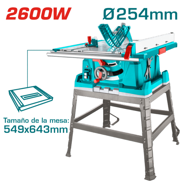 SIERRA DE MESA 2600W 4800RPM HOJA 254X25.4MM AREA 643X549MM INDUSTRIAL