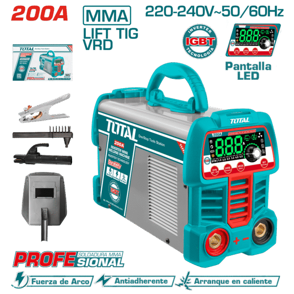 SOLDADORA INVERTER MMA/TIG VRD 15-200A LCD E:1.6-4.0MM LED DISPLAY PROFESIONAL