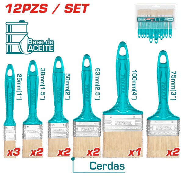SET DE BROCHAS BASE ACEITE 25-100MM 12PCS