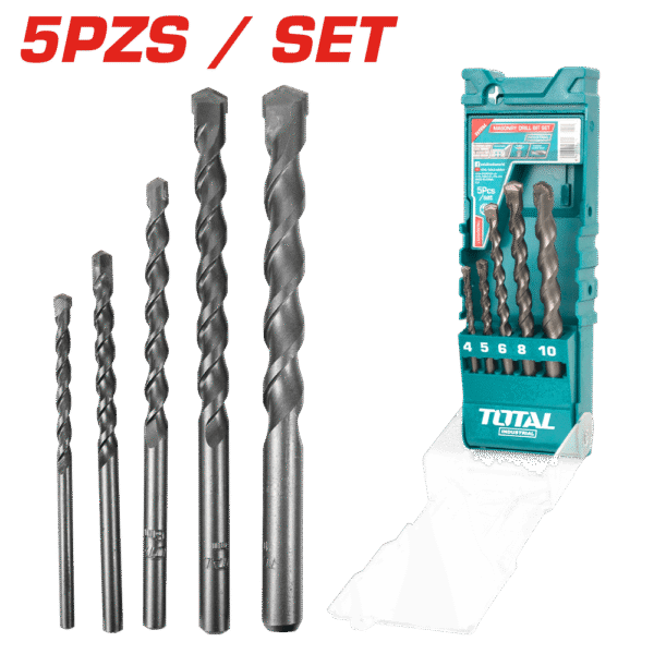 SET DE BROCAS ALBAÑILERIA 5PCS 4-10MM ESTUCHE INDUSTRIAL