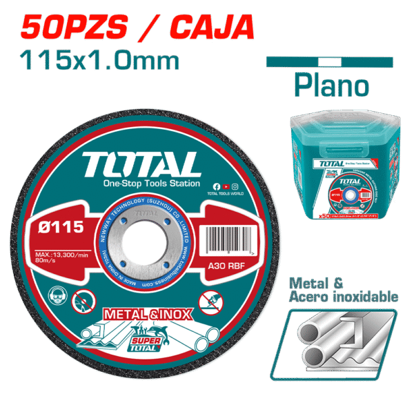 SET DISCOS ABRASIVO/CORTE P/METAL 115X1.0X22.2MM 50PZS ULTRA DELGADO