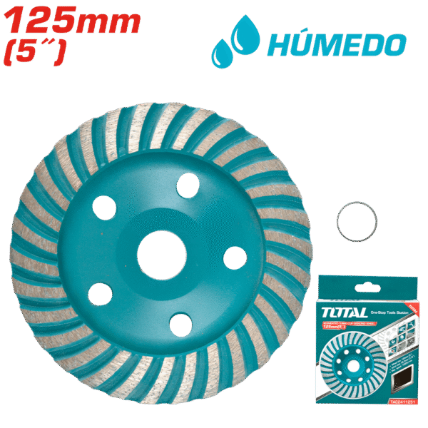 DISCO DIAMANTADO COPA DESBASTE 5.0” (125X20MM) ARBOR: 22.22MM