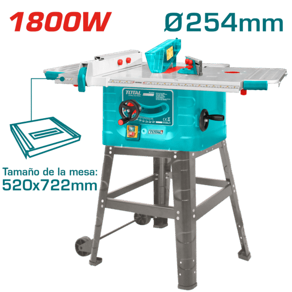 SIERRA DE MESA 1800W 4500RPM HOJA: 254X16MM AREA:722X520MM C/EXT INDUSTRIAL