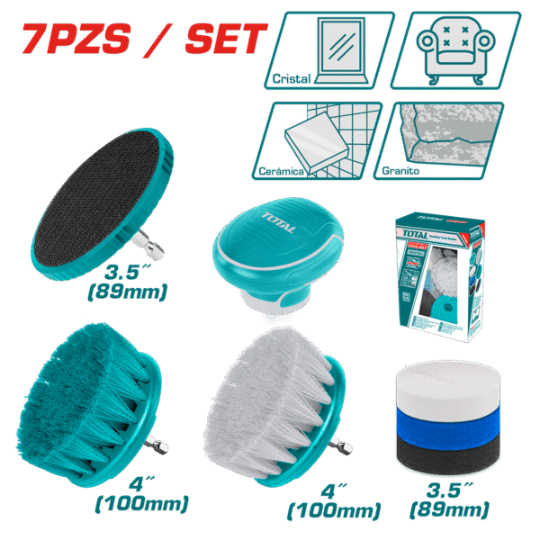 SET DE CEPILLOS MULTIUSOS 1/4” HEX P/TALADRO 7PCS INDUSTRIAL