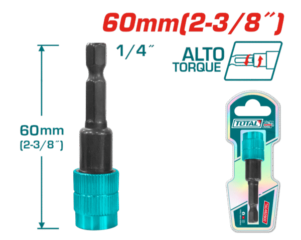 PORTA PUNTA ALTO TORQUE 60MM 1/4” HEX LIBERADOR RAPIDO INDUSTRIAL