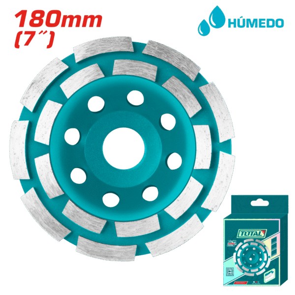 DISCO DIAMANTADO COPA DOBLE FILA DESBASTE 7.0” (180X22.22MM) HUMEDO