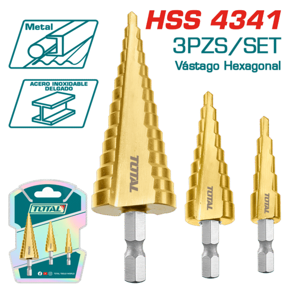 SET BROCAS ESCALONADAS 3PCS 4-12/4-20/4-32 HSS4341 INDUSTRIAL