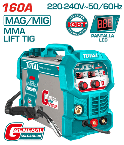 SOLDADORA INVERTER MAG/MIG/MMA/TIG LIFT 160A IGBT LED