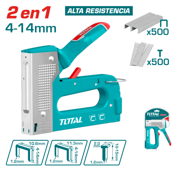ENGRAPADORA 2 EN 1 AJUSTABLE 4-14MM + GRAPAS ALTO DESEMPEÑO INDUSTRIAL