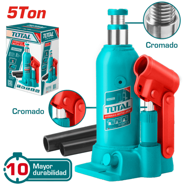 GATA BOTELLA 5TON ALTURA 218-474MM PISTON NIQUELADO INDUSTRIAL