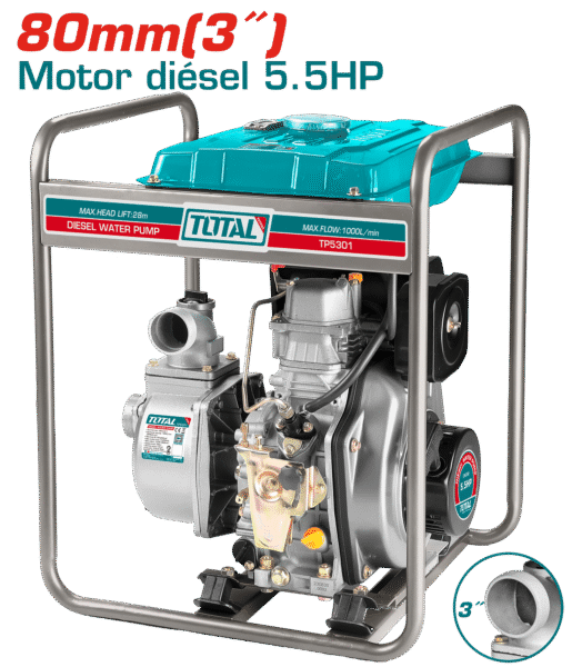 MOTOBOMBA DIESEL 80MM (3”) 5.5HP 1000L/MIN ALTURA:28M