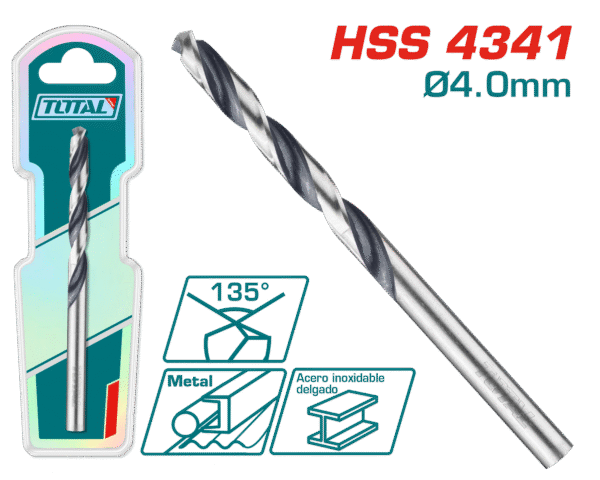 SET BROCA HSS 4341 D:4.0MM 135º 2PCS INDUSTRIAL