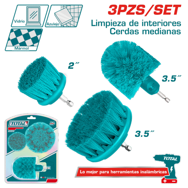 SET DE PUNTAS ESCOBILLAS PARA TALADRO 3PCS 1/4 HEX