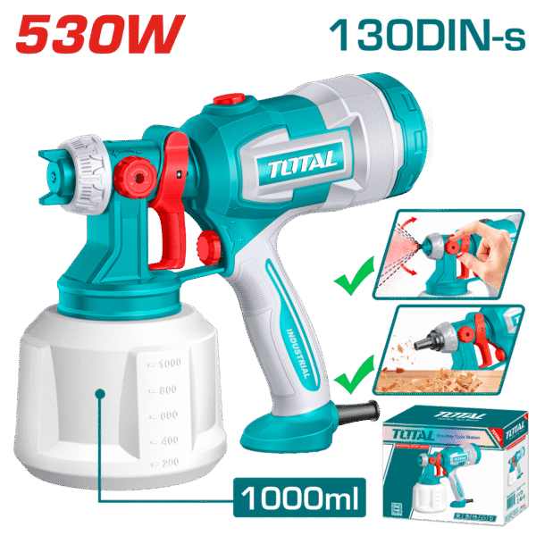 PISTOLA P/PINTAR HVLP ELECTRICA 530W 130DIN-S 410ML/MIN 1000ML INDUSTRIAL