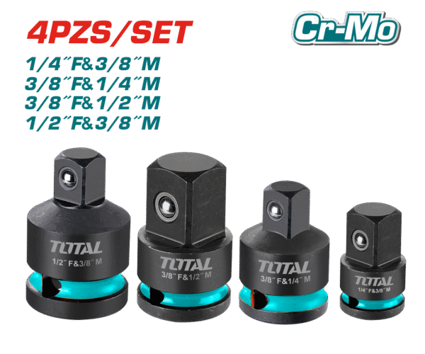 SET ADAPTADORES CUADRADOS CR-MO 4PCS INDUSTRIAL