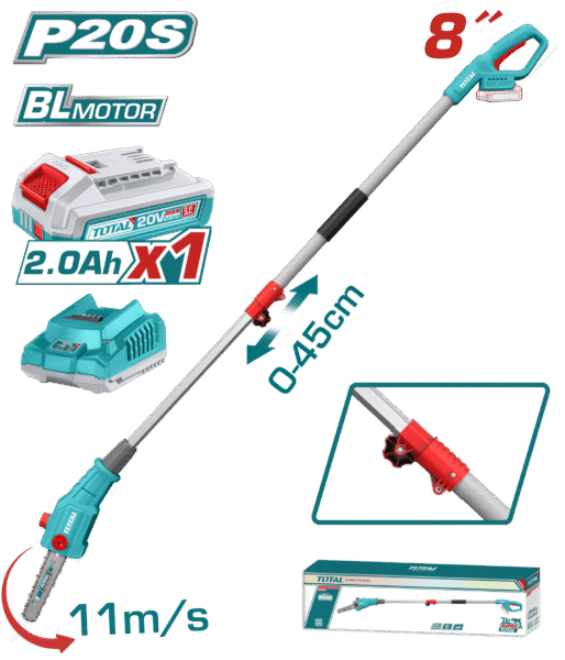 SIERRA PODADORA TELESCOPICA 20V BL MOTOR 8” LONG: 2M 1X2.0AH INDUSTRIAL