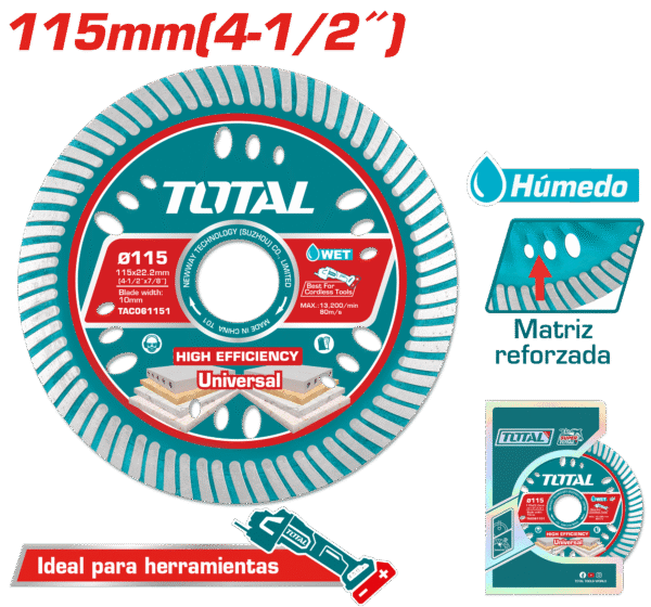 DISCO DIAMANTADO ULTRA-DELGADO 1.6MM 115MMX22.2MM 75CR1 HOJA:10MM INDUSTRIAL