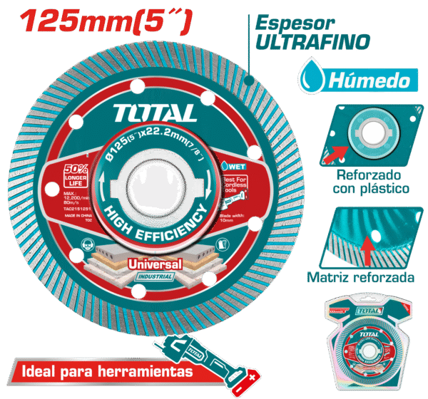 DISCO DIAMANTADO ULTRA DELGADO MF 1.5MM 125MMX22.2MM 75CR1 INDUSTRIAL