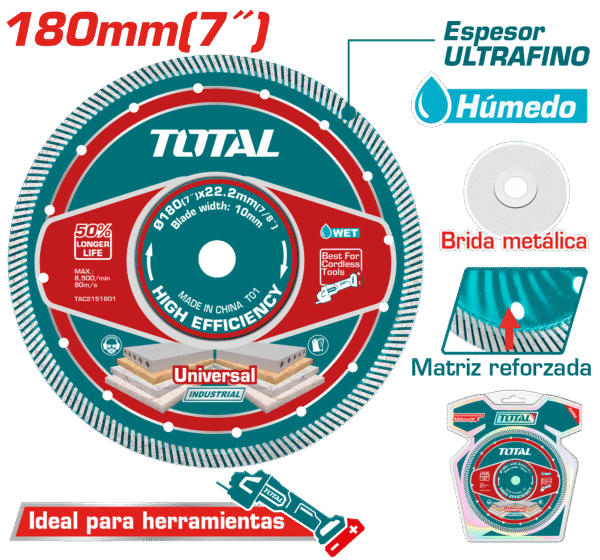 DISCO DIAMANTADO ULTRA-DELGADO MF 2.2MM 180MMX22.2MM 75CR1 INDUSTRIAL