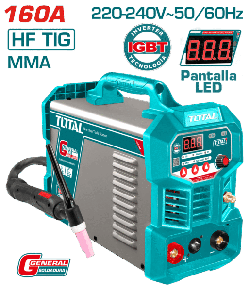 SOLDADORA INVERTER TIG/MMA 160A LED E:1.6-4.0