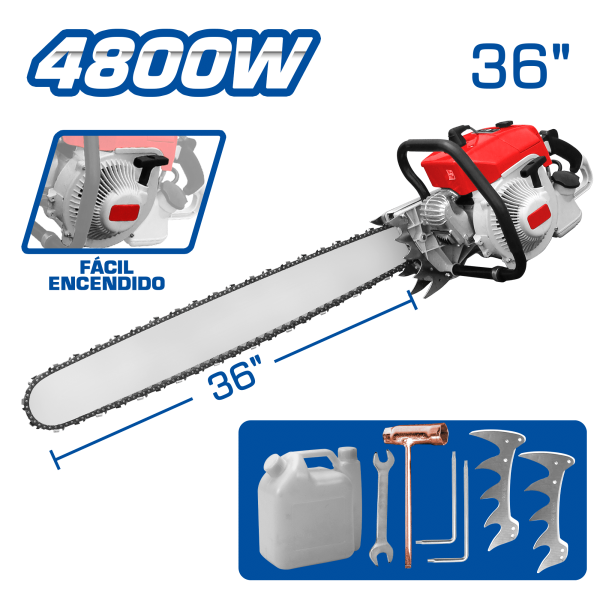 MOTOSIERRA GASOLINERA 107.7CC 4800W M:2-TIEMPOS ESP: 36” + ACC