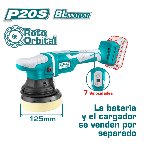 PULIDORA ROTO-ORBITAL 20V 125MM(5”) 2000-4800RPM BRUSHLESS 7 VELOC. INDUSTRIAL