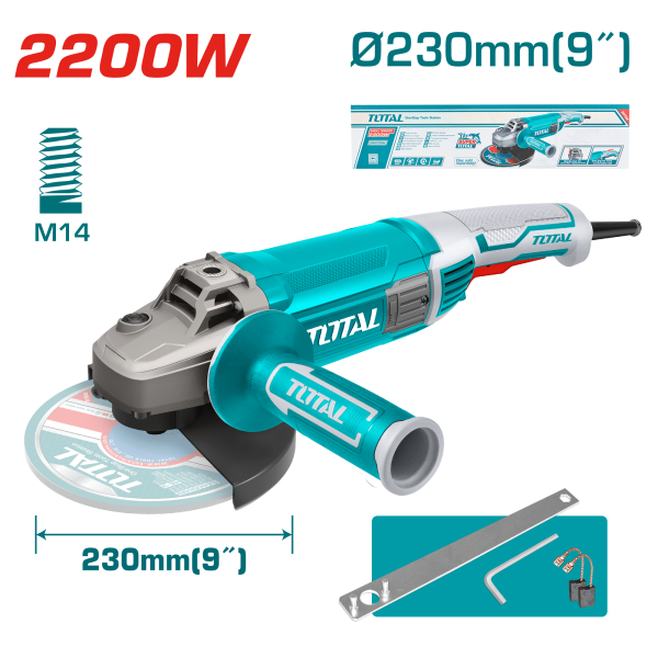 AMOLADORA ANGULAR 09” 230mm 2200W M14 6600RPM INDUSTRIAL