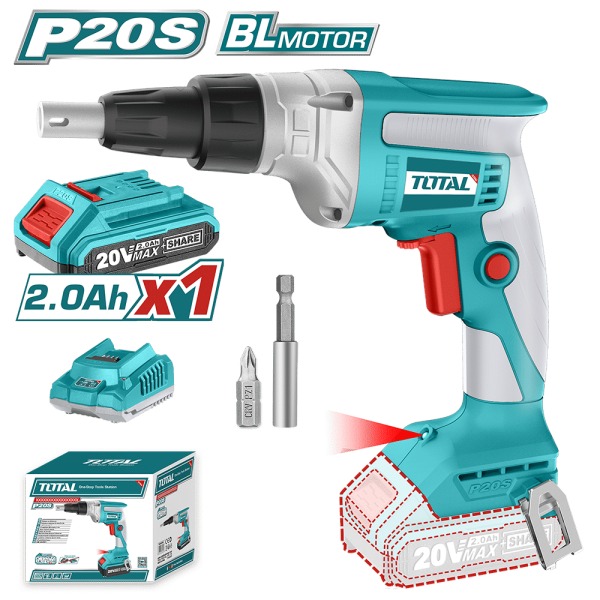 ATORNILLADOR DRYWALL P20S 20V 1/4 HEX 30NM 0-4200RPM 4.2MM 1X2.0AH INDUSTRIAL
