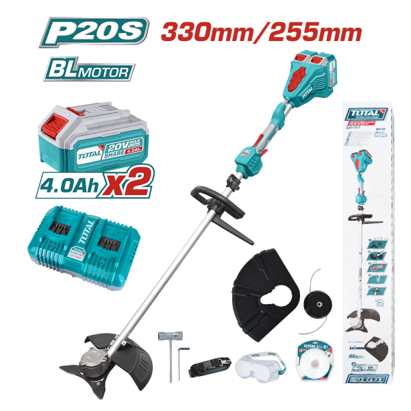 GUADAÑA LI-ION 40V(20+20) 0-6500RPM CORTE 330MM LINEA:2.0X4M 2X4.0AH INDUSTRIAL