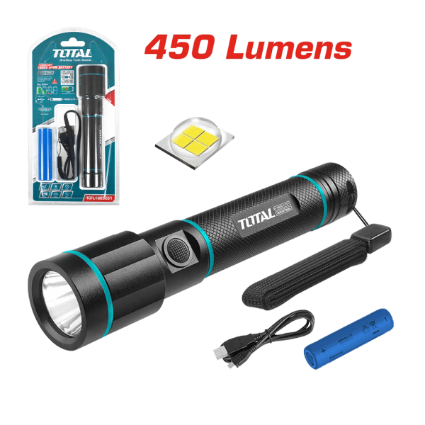 LINTERNA 450LM DUR:18HRS 5 FUNCIONES LI-ION INDUSTRIAL