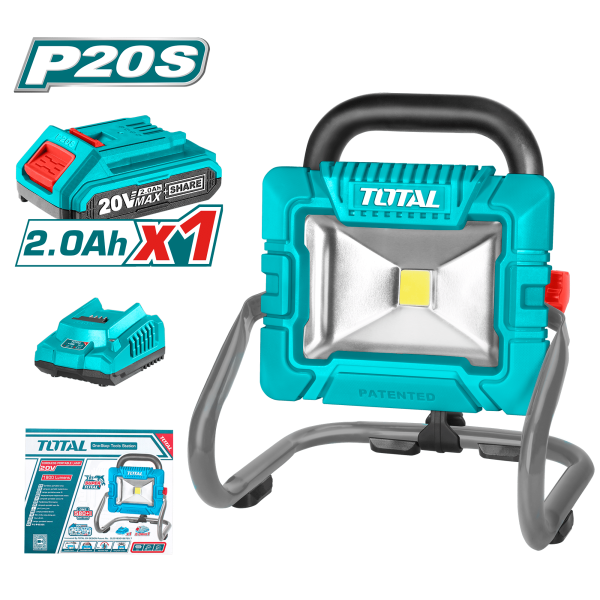 LAMPARA PORTATIL LED 20V 20W 1X2.0AH 1800LUMENS