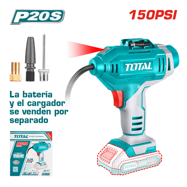 MINI COMPRESORA P/AUTO 20V LI-ION P20S 150PSI/10.34BAR