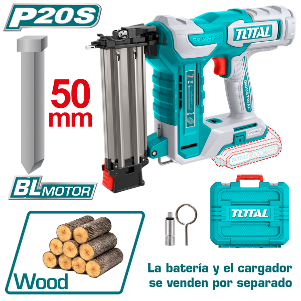 CLAVADORA 20V F15-F50 CAP:105PCS +1000 CLAVOS BRUSHLESS MALETIN INDUSTRIAL